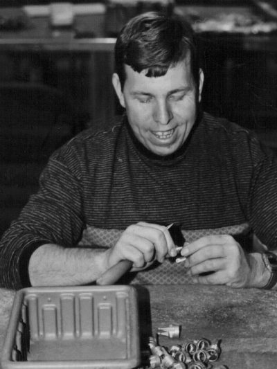 black and white photo of a client working